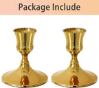 Vintage Gold Taper Candle Holders, Set of 2, Metal Taper Candlestick Holder for Dinner Room Table Centerpiece, Wedding Reception, Festive,Mantel Decoration, Home Decor (Titanium Gold)