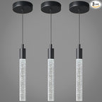 Modern Kitchen Island Pendant Light Dimmable LED Black Finish Mini Crystal Pendant Lighting Bedroom Bedside Table Small Pendant Lights（3-Pack）