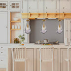 Raindrop Pendant Light Fixtures, Brass Glass Pendant Lighting, Teardrops Pendant Lights Kitchen Island, Indoor Pendant Light for Kitchen Island Bedroom Bathroom, Included Bulb