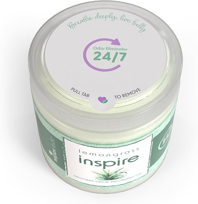 Wipex Odor Eliminator Gel Jar - Inspire Lemongrass 15oz, Odor Eliminator for Home, Effective Odor Absorber for Long-Lasting Freshness, Ideal for Rooms, Offices & Yoga Studios, 12pk