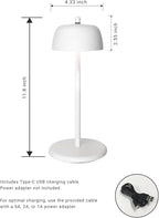 Flicker Cordless LED Table Lamp with 3-Level Brightness, Rechargeable Battery, Perfect for Patio, Bedside, Restaurants, and Ambient Lighting - Modern Design (White)
