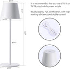 Maksone 2 Pack LED Cordless Table Lamp, 6600mWh Rechargeable Battery Desk Lamp, 3000K Stepless Dimming Night Light, IP54 Waterproof Metal Outdoor Portable Lamp for Camping, Restaurant (White)