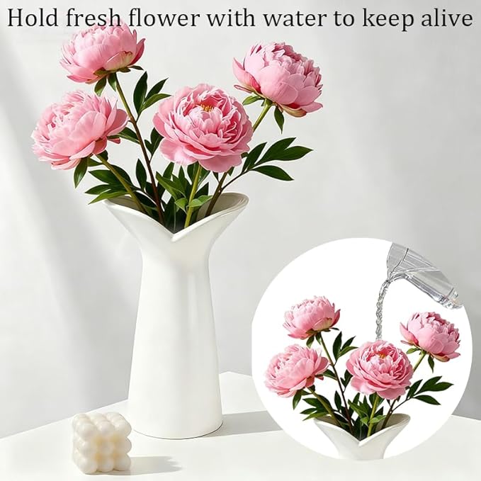 Ceramic Bud Vases, BEAHOT White Bulk Vase, Modern Minimalist Boho Farmhouse Decorative for Table Centerpiece, Pampas Grass, Dried Flowers, Shelf Decoration