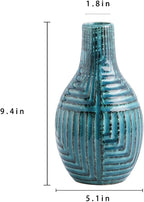 hjn Teal Ceramic Vase-Modern Decor Vases for Living Room/Bookshelf/Mantel/Home Decor Accents - Teal Texture-Small-9.4" H