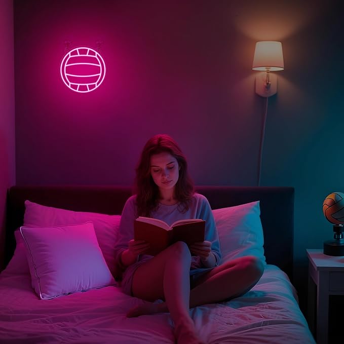Volleyball Neon Signs for Wall Decor, Sports Neon Lights for Bedroom Living Room Game Room Club, 5V USB Power with Hanging Chain Hooks
