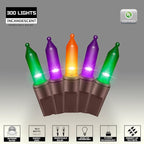 300LIGHTS(2*150L) ORANGE PURPLE and GREEN Extra-Bright With End Connectors Halloween Decorative Lights 19.44m UL Certified Mini String Light Set Waterproof for Halloween Home Garden Tree Party