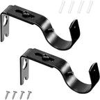 Frienda 2 Pcs Curtain Rod Brackets Adjustable Holder Wall for 1 Inch Diameter Curtain Rod General Bracket Hooks with Screws (Classic Black)