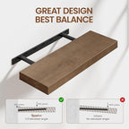 Heimlove 24 inch Floating Shelves for Wall,2 Packs Natural Pine Solid Wood Bathroom Shelf Over Toilet Decor and Storage 8 inches Deep for Kitchen Bedroom Office & Living Room Display Wall Decor