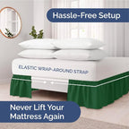 Wrap Around Dust Ruffle Bed Skirt - Emerald - Twin/Twin XL Size Beds w/ 12 Inch Drop - Easy Fit Elastic Strap - Adjustable Pleated Bedskirt w/Brushed Fabric - Wrinkle Free - Women, Men, Kids & Teens
