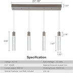 4-Light Pendant Light Fixtures for Kitchen Island, Updated Preminum LED Pendant Lighting with Crystal Bubble, 32W Modern Hanging Ceiling Light, 6000K Light for Dining Room,for Kitchen…