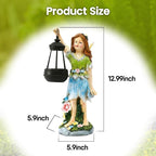 Fairy Garden Statue Solar Garden Fairy with Lantern Light Outdoor Decoration Waterproof Solar Sculpture for Patio Yard Lawn Gift for Mom Grandma