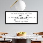 The Best Memories Are Made Gathered Around The Table Wall Art 40"x15" Large Dining Room Wood Framed Signs Kitchen Wall Hanging Decor (Black)