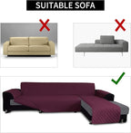 Easy-Going Sofa Slipcover L Shape Sofa Cover Sectional Couch Cover Furniture Protector Mat for Pets Dog Cat (Small,Wine/Wine)