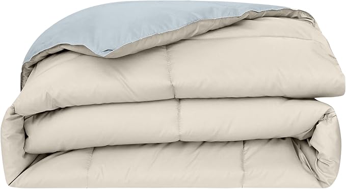 Modern Threads Down Alternative Reversible Comforter Beige/Light Blue Twin