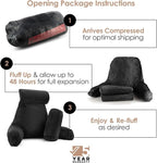 Nestl Reading Pillow Large Bed Pillow, Back Pillow for Sitting in Bed Shredded Memory Foam Chair Pillow, Reading & Bed Rest Pillows Black Back Pillow for Bed, Bed Chair Arm Pillow with Pockets