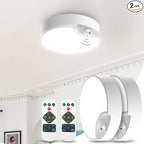 Battery Operated Motion Sensor Ceiling Light Indoor, LED Fixture Wireless Wall Light with Remote Control Brightness Dimmable Timer Setting Daylight for Closet Garage Shed, 2 Pack