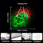 WLHOPE St Patricks Day Neon Sign St. Patrick's Day Neon Signs for Wall Decor Dimmable Rainbow Clover Light Up Sign for Bedroom Living Room Wall Art Happy St. Patrick's Day Decoration