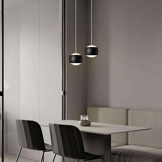 Modern LED Dimmable Pendant Light fixtures,Mini Island Pendant Lighting for Kitchen Island Dinning Room,Bedroom,Bar, Kitchen Island Ceiling Hanging Light Fixtures(black-3-Pack)