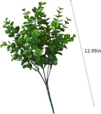 alyptus Artificial Boxwood Plants Outdoor 8 Bundles Faux Eucalyptus Flowers Green Bushes Plastic Greenery Stems for Home Garden Farmhouse Patio Front Porch Decor (Eucalyptus)