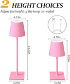 2 Pack Cordless Table Lamps, 3 Colors Stepless Dimming, 5000mAh Rechargeable Battery LED Desk Lamp for Bedroom/Couple Dinner/Desk/Cafe/Dining Room/Terrace