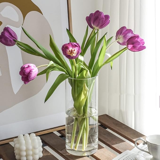 Glass Hurricane Candle Holder Esmiome - Cylinder Vases for Centerpieces 3 Sets (12Pcs) Hurricane Floating Candle Holder, Glass Vases for Flowers, Decorative for Home Wedding, 4''+6''+8'+10''(High)