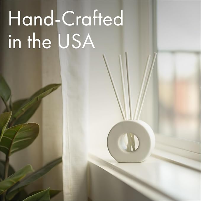 ScentAir Infused Liquidless Reeds | Includes 25 Flameless Reeds and 1 Decorative Vase, White | Essential Oil Aroma Diffuser Sticks | Fresh Spa Scents | Amazon Exclusive | Mocha Crème Brûlée