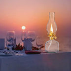 Large Glass Kerosene Oil Lamps, Lantern Vintage Oil Lamps for Indoor Use Decor Chamber, Hurricane Lamp, Home Lighting Clear Kerosene Lamp Lantern, Classic Vintage Glass. (A-02)