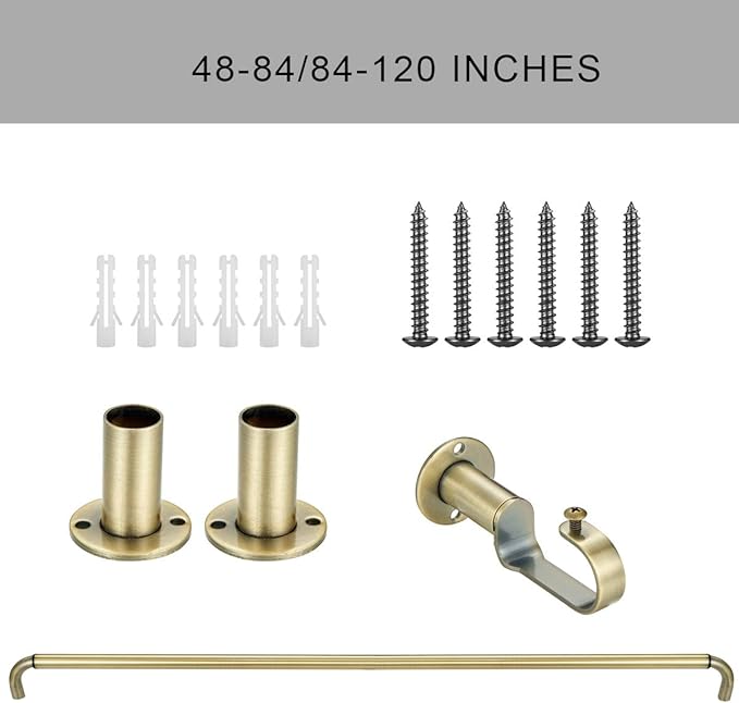 Room Darkening Curtain Rod, Wrap Around Design, Extra-Thick 1-Inch Diameter Single Drapery Rod, Extendable Metal Rod Set for the Blackout Curtains and Sheer (Antique Bronze, 84-120")