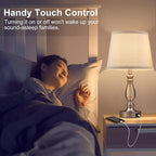 Lamps for Bedrooms Set of 2, Brushed Nickel Bedside Lamps with USB C+A Ports, 3 Way Dimmable Nightstand Lamps with Fabric Lampshade, Touch Table Lamp for Living Room Bedroom Office, Bulbs Included