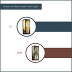 RIVER OF GOODS Art Deco Stained Glass Outdoor Light Fixture - 16.25" H - Decorative Porch Light - Green