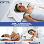 Cervical Pillow for Neck Pain Relief, Contour Memory Foam Pillows for Sleeping, Ergonomic Orthopedic Neck Support Pillow for Side, Back, Stomach Sleepers, Neck Pillow with Breathable Pillowcase, Gray