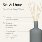 LAFCO New York Classic Reed Diffuser, Sea & Dune - 6 oz - Up to 3 Months Fragrance Life - Reusable Glass Vessel - Natural Wood Reeds - Made in The USA