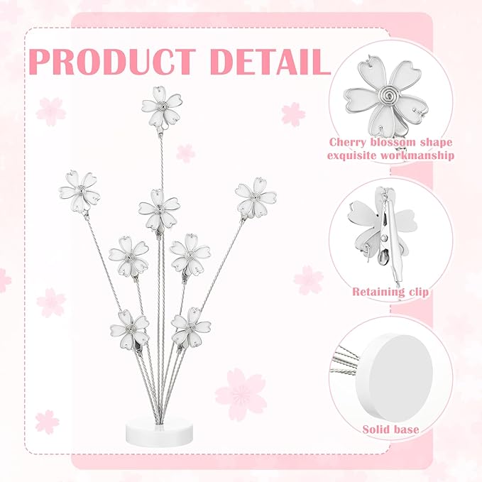 Tandefio Photo Tree Holder Clip, 8 Branch Money Family Tree Gift Card Holder with Clips Picture Frame Stand for Memo Paper Note Wedding Photo Display Office Decor(White)