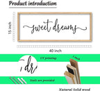 Sweet Dreams Above Bed Wall Decor Sign 40"x15" for Master Bedroom Over Bed Guest Room Wood Framed Wall Art (Wood)