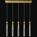 5 Light Pendant Lighting Dining Room Light Fixture Dimmable LED Modern Gold Pendant Light with Bubble Crystal Pendant Lights Kitchen Island