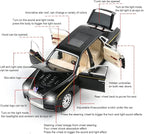 1/24 Diecast Car Model Rolls-Royce Phantom Toy Car, Alloy Collectible Phantom Replica Pull Back Model Car Vehicles with Sound and Light for Kids Boys Girls Birthday Gift