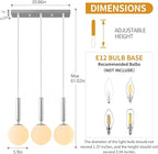 Modern Chrome Pendant Lights Kitchen Island Mid Century with Globe Pendant Light Milk White Glass Pendant Lighting for Living Room Bedroom Entryway (3 Lights)