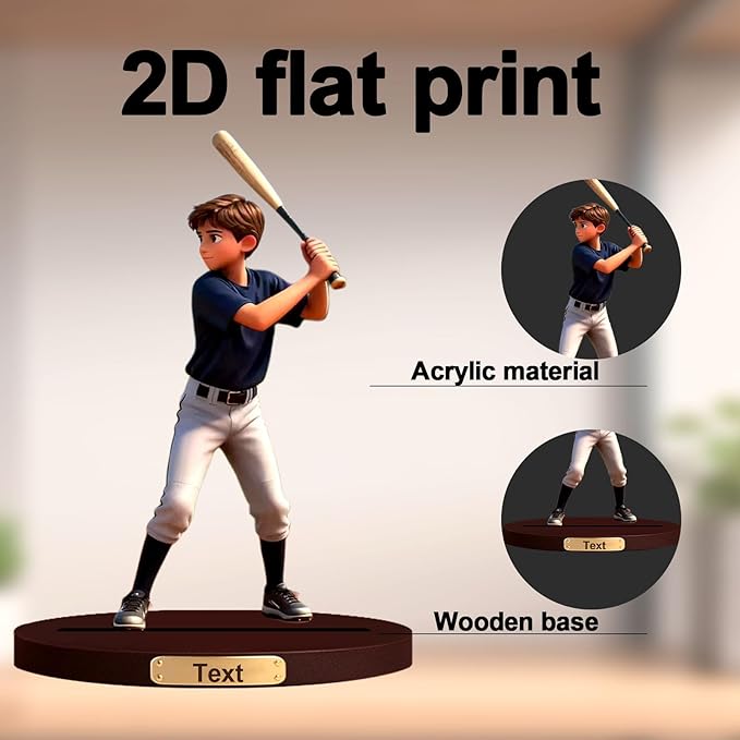 Personalized 3d Effect Baseball Player Cartoon Photo Figurine Customized Desktop Decoration For Home Office Bedside Table Decoration,Giving Christmas Desktop Decoration To Fathers,Sons,And Baseball Enthusiasts (Baseball cartoon)