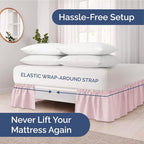 Wrap Around Dust Ruffle Bed Skirt - Lavender Pink - for King Size Beds w/ 12 Inch Drop - Easy Fit Elastic Strap - Adjustable Pleated Bedskirt w/Brushed Fabric - Wrinkle Free, Women, Men, Kids & Teens