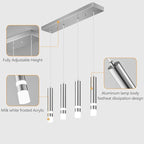 4-Light Dining Room Modern Pendant Light Kitchen Fixture Dimmable LED Chrome Mini Pendant Lighting fo Kitchen Island Study Pendant Lights