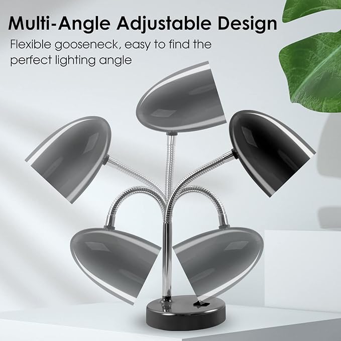 ENERGETIC SMARTER LIGHTING LED Desk Lamp, Flexible Gooseneck with Table lamp, 3.5W 240LM 4000K Cool White Study Lamps for Bedroom and Office, Eye Protection, ETL Listed,Black