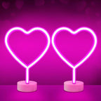 BRIGHTDECK 2 Pack Heart Neon Signs, LED Lights Battery Operated or USB Powered Decoration Lamp, Neon Lights Decor for Valentine's Day Gifts, Wedding, Party, Pink Room Decor (Pink Heart)