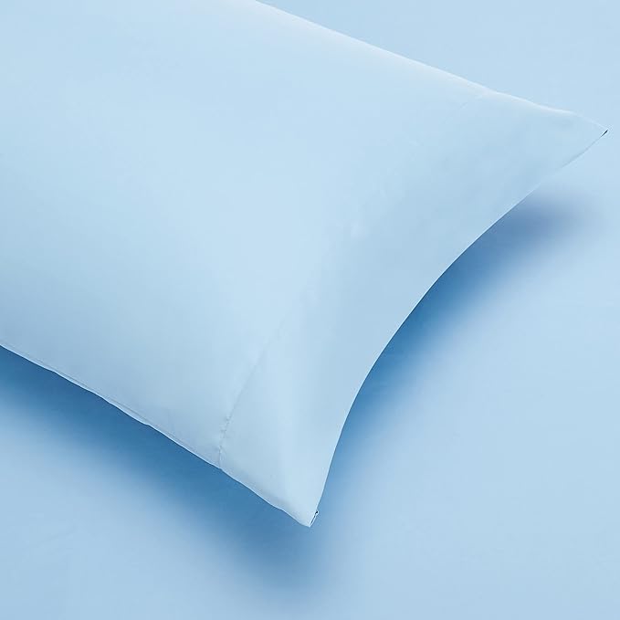 Amazon Basics 5-Piece Lightweight Microfiber Bed-In-A-Bag Comforter Bedding Set, Soft, Twin XL, Blue Stripe