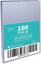Binditek 100 Pack 6 Mil PVC Binding Report Covers, 8.5 x 11 Inches, Letter Size, Square Corners, Un-Punched, Office Supplies