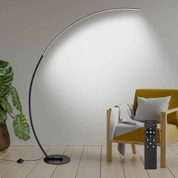 CHICLUX Arc Floor Lamp, Dimmable LED Floor Lamp with 3 Color Temperatures, Ultra Bright, Modern Standing Tall Lamp with Remote Reading Floor Lamp for Living Room Bedroom Office