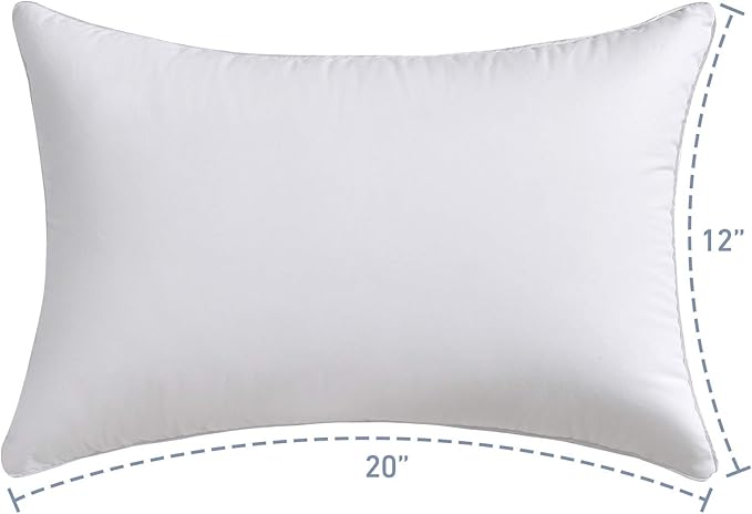 Leeden 12 x 20 Pillow Inserts (Set of 2) - Throw Pillow Inserts with 100% Cotton Cover - Decorative Rectangle Interior Sofa Pillow Inserts with Zipper for Sofa, Couch and Home Decor- White