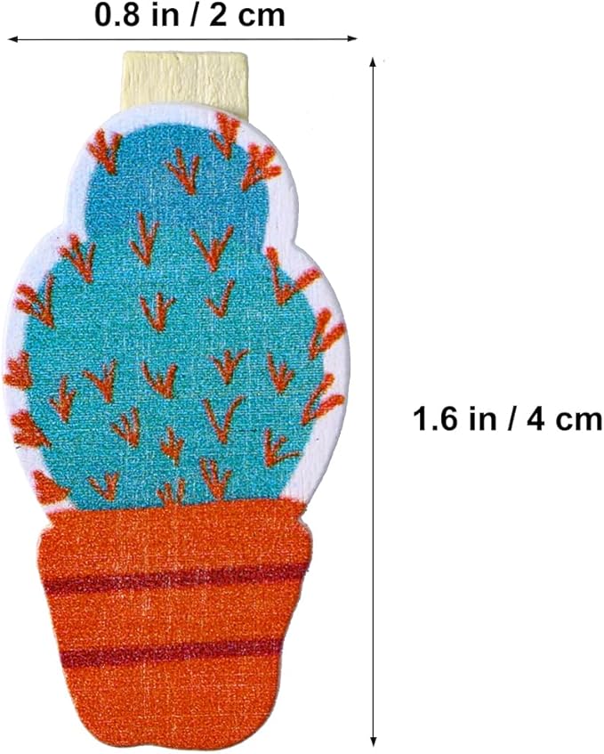 BESTOYARD 50pcs Cactus Wooden Pegs Photo Clips for Crafts Memo Holder and Home Decoration
