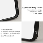 Black Bathroom Mirror 30X36 Inch, Black Metal Framed Mirror for Wall, Rounded Rectangle Matte Bathroom Vanity Mirror with Tempered Glass, Anti-Rust, Horizontal/Vertical