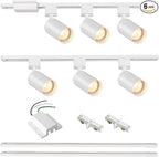 6-Light LED Track Lighting Kit with 6.6FT H Track Lighting Rails & Floating Canopy Connector, GU10 Track Light Kit, Modern Kitchen Track Lighting Fixtures Ceiling Spot Light, White (No Bulbs)