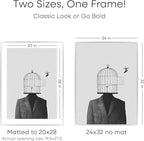 Homeforia Poster Frame 24x32 Silver, High End Metal 24 x 32 Large Picture Frame with Mat 20 x 28 Photo, 24x32 Silver Frames Matted to 20x28 Print, 32x24 Thin Frames, Tempered Glass, Wall Kit, Set of 1